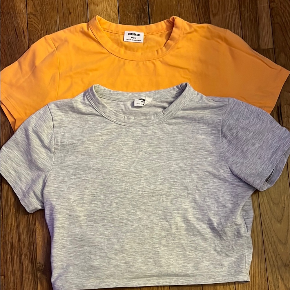 Cotton:On Orange and Gray Short Sleeve Baby Style Tees